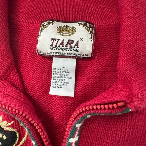 Tiara Women's Red Holiday Cardigan Sweater - Picture 5 of 6